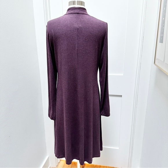 EILEEN FISHER High Back Long Sleeve V-Neck Knee Length Dress - Picture 5 of 10